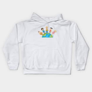 Drawing of a Diversity Children Kids Hoodie